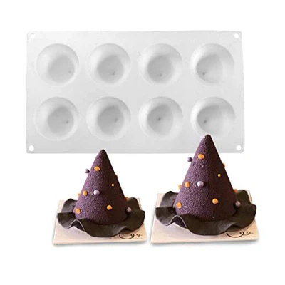 Immagine di stampo in silicone 3D per mousse francese, candele da forno dolci fai te, 8 fori albero di Natale cono
