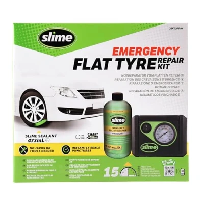 Immagine di Slime CRK0305 in Pneumatico Antiforatura, Riparazione Intelligente, Kit di Emergenza, Contiene Sigillante e Compressore, per Auto Altri Veicoli Stradali, 15 min