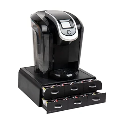 Immagine di Mind Reader Anchor Collection, cassetto per cialde da caffè a 2 ripiani, 6 cassetti, capacità 72 cialde, organizer bancone, base macchina caffè, nero