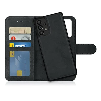 Immagine di MyGadget Cover per Samsung Galaxy A53 5G Custodia Libretto Magnetica Portafoglio Flip Wallet Case Porta Carte in Similpelle PU Removibile Grigio Nero