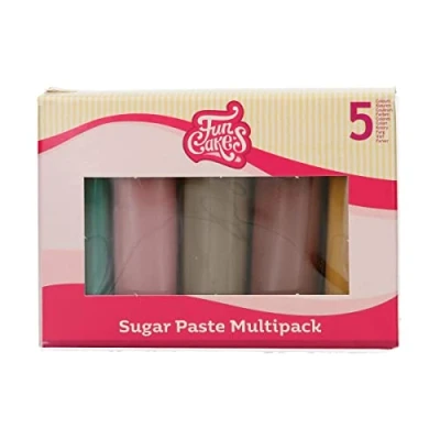 Immagine di FunCakes Pasta di Zucchero Multipack Paletta Colori della Terra, Facile per la Decorazione Torte, Halal, Kosher e Senza Glutine, 5 Colori, 5x100 g