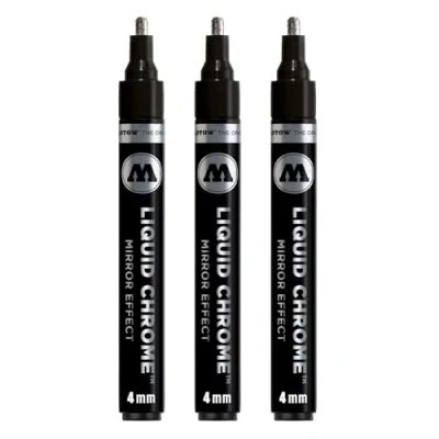 Immagine di Molotow Pennarello liquido cromato con inchiostro speciale per effetto specchio 3 pezzi 4 mm