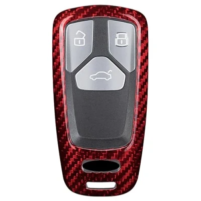 Immagine di M.JVisun Genuino Fibra di Carbonio Custodie Per Chiavi Auto Audi A4 A4L A5 A6 A7 A8 Q5 Q7 R8 RS Q3 RS4 RS5 RS7 S4 S5 S6 S7 S8 SQ5 SQ7 TT TTS Cover Chiave Guscio Rosso