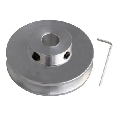 Immagine di BQLZR 41 x 16 8 mm puleggia in lega di alluminio argento con scanalatura singola e foro fisso 8mm per albero motore 3 5 mm, rotonda poliuretano.