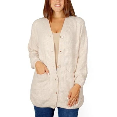 Immagine di MAGIC SELECT Cardigan da Donna con Chiusura a Bottoni e Scollo Rotondo. Maniche Lunghe. per l&#039;inverno l&#039;Autunno. Taglia M