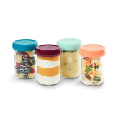 Immagine di Babymoov Babybols Set 4 Vasetti Ermetici Conservazione Pappe in Vetro 220 ml, Coperchi e Riscrivibili