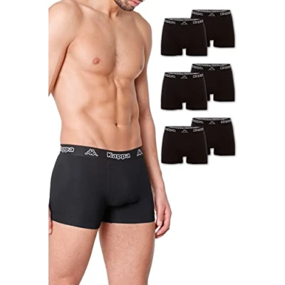 Immagine di Kappa Boxer Vinesta Uomo 6 Pezzi I Set di Mutande Attillate in Cotone Elasticizzato Nero con Fondo Taglia XL Intimo qualità Caviale