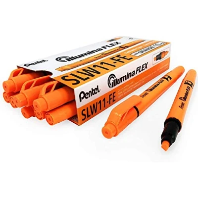 Immagine di Pentel SLW11 Illumina Flex evidenziatore doppia punta flessibile arancio, 10 pezzi