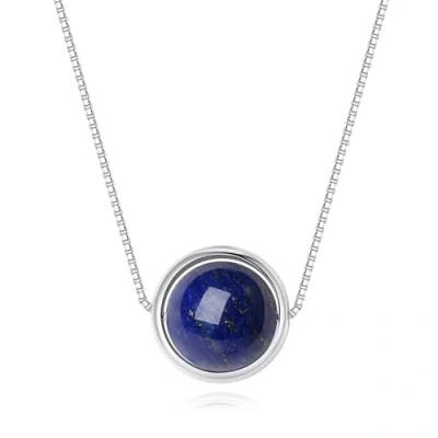 Immagine di COAI Collana da Donna in Argento Sterling 925 con Ciondolo Circolare di Lapislazzuli