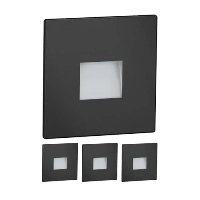 Immagine di ledscom.de 4 LED luce per scale/apparecchio da incasso FOW interni ed esterni, downlight, angolare, nero, 85 x mm, bianco caldo