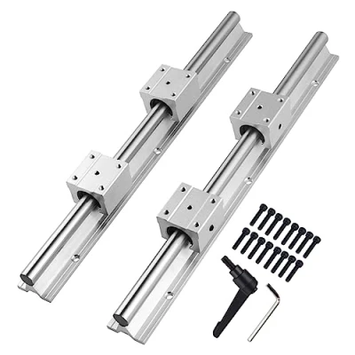 Immagine di CNCYEAH guida lineare, 2 guide lineari, 1200 mm, set di cuscinetti lineari con alberi + 4 blocchi SBR20UU, per tornio (SBR20 mm)