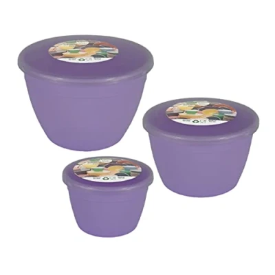 Immagine di Just Pudding Basins 3 dimensioni più piccole in un set di ciotole per budino a vapore, bacino e coperchio, 1 x 1/4 pinta, 1/2 pinta (lilla)