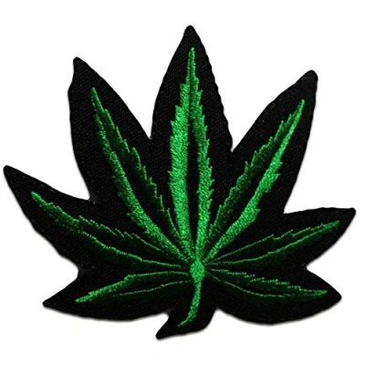 Immagine di Cannabis Marijuana Weed Toppe termoadesive Patch Toppa ricamate, misura: 9 x 8 cm