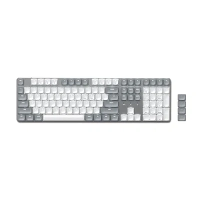 Immagine di SATECHI SM3 Tastiera Meccanica, Full Size da 108 Tasti con Retroilluminata LED Bianca,Tastiera Cablata e Bluetooth per Mac Windows Grigio Chiaro/Bianco (Layout Inglese Stati Uniti QWERTY)