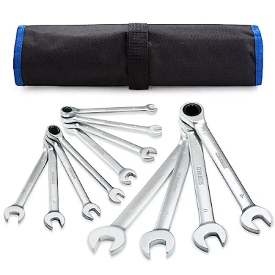 Immagine di SORAKO Chiavi a Cricchetto 12Pcs, Set Inglesi 8 19mm Metriche, 72 Denti con Design della Corsa di Ritorno 5, Chiave Custodia Portatile