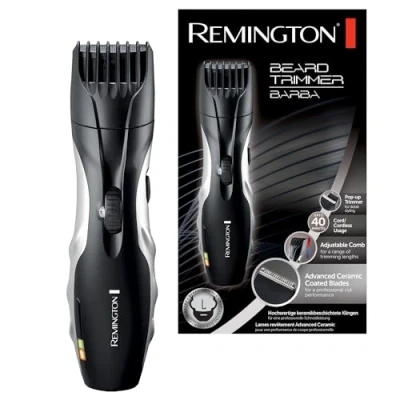 Immagine di Remington Set Regolabarba Uomo 9 impostazioni di lunghezza 1,5 18 mm Funzionamento a rete/batteria, indicatori LED carica/ricarica, regolabarba, Rasoio elettrico Barba, MB320C