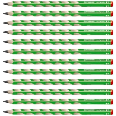 Immagine di Matita Ergonomica triangolare STABILO EASYgraph per Destrimani in Verde Confezione da 12 Gradazione HB