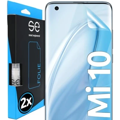 Immagine di smart engineered s.e pellicola protettiva per Xiaomi Mi 10, 2 pezzi, Full Screen, Supporto di posizionamento Mi10, trasparente, alternativa funzionante al vetro protettivo Mi10