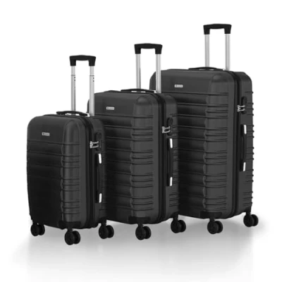 Immagine di Juskys Set valigie rigide 3 pezzi ABS con ruote girevoli, lucchetto a codice e manico telescopico trolley da viaggio colore nero