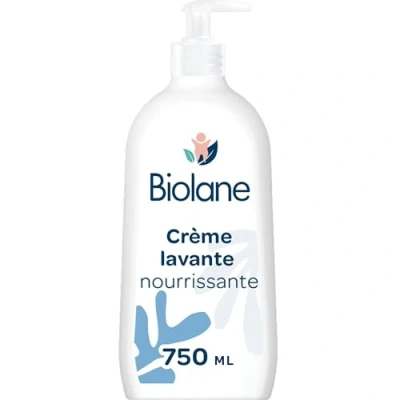 Immagine di BIOLANE Crema detergente nutriente Gel doccia delicato e senza sapone Corpo capelli Pelle sensibile Flacone a pompa 750 ml Made in France