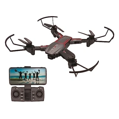 Immagine di FLYBOTIC Drone pieghevole WIFI con telecamera HD 1280x720 pixel + Custodia inclusa 4 canali di controllo Batteria per bambini e adulti Interno/esterno A partire da 14 anni