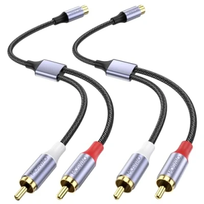 Immagine di MOSWAG RCA Splitter 1 Femmina a 2 Maschi Pack, Y Cavo Audio Adattatore per Amplificatori, Console di Gioco, Lettore CD, Subwoofer, Home Theater, HDTV