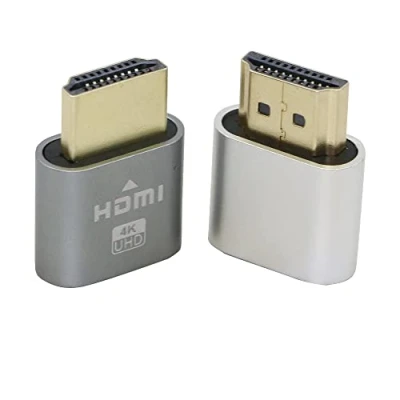 Immagine di QIANRENON 4K HDMI Dummy Plug, alta risoluzione display virtuale Emulatore, 3840x2160@60Hz Adattatore per Ethereum ETH ZEC BTC Mining, supporta tutti i principali sistemi operativi, 2 confezioni