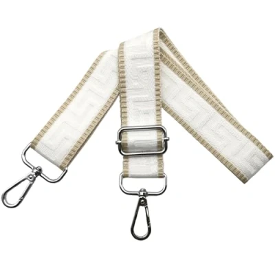 Immagine di Tracolla Regolabile per Borsa Donna Colorate Cinghia a Spalla di Ricambio Larga 3.8cm con Argento Moschettoni, Borsette, Crossbody, Cachi/Bianco
