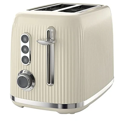 Immagine di Breville Tostapane a 2 fette con Crema alla vaniglia sollevamento alto e slot larghi Argento Cromato [VTR003]