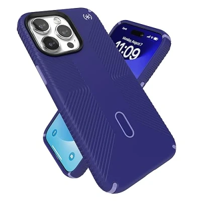 Immagine di Speck Presidio2 Grip Future custodia per iPhone 15 Pro Max con blocco antiscivolo, compatibile MagSafe, impugnatura protettiva contro le cadute, morbida al tatto da 6,7 pollici, colore: