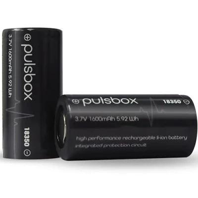 Immagine di pulsbox 18350, batteria agli ioni di litio 18400, 3,7 V, 1600 mAh, circuito protezione integrato PCB (polo positivo piatto)