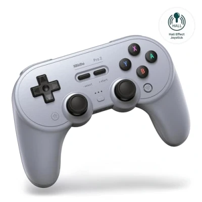 Immagine di 8Bitdo Pro 2 Bluetooth Controller for Switch, Hall Effect Joystick Update, Wireless Gaming PC, Android, and Steam Deck &amp; Apple (Gray Edition)