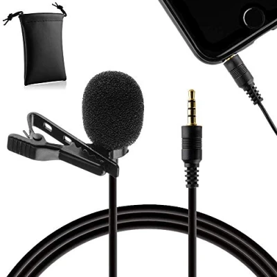 Immagine di MOJOGEAR Microfono lavalier per smartphone, 3,5 mm, TRRS Lapel Revers Clip Mic, compatibile con iPhone e Samsung