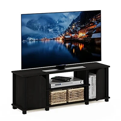 Immagine di Furinno Brahms Supporto TV Entertainment Center con Ripiani e stoccaggio, Legno, Espresso/Nero, Taglia Unica