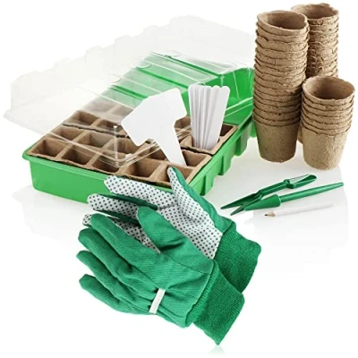 Immagine di com four® 68 pz. Set per la Coltivazione di Piante Serra da Interni ed Esterni (Set Crescente Pezzi Verde/Bianco)