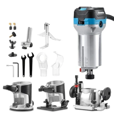 Immagine di Genmitsu Kit fresa per rifinitore palme da 1,25 HP, fresatrice compatta legno con base fissa/base ad immersione e inclinabile, 6 velocità variabili 10000 30000 giri/min