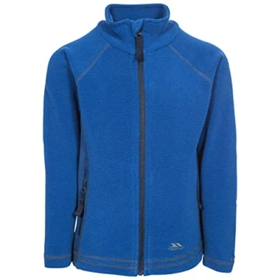 Immagine di Trespass Bunker, Giacca in Pile Calda 220 g/m 2 ai 12 Anni per Passeggiate, Trekking, Campeggio, Sport all&#039;Aria Aperta, Sci/Snowboard Unisex Bambini e Ragazzi, Navy Stripe, 9/10