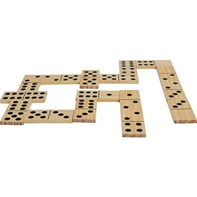 Immagine di Schildkröt Gioco di Domino in Formato Grande, 13 x 6 1 cm, FSC, Legno, Perfetto per Bambini e Adulti, una Pratica Borsa Maglia con Corda, 970314
