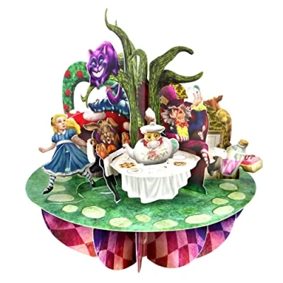 Immagine di Santoro Pirouette, Biglietto d&#039;auguri pop up 3D Alice nel paese delle meraviglie per lei, i bambini, compleanno (nerobianco)