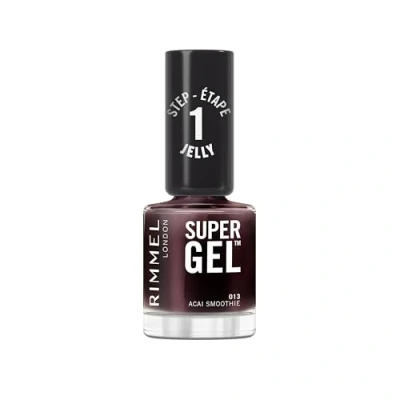 Immagine di Rimmel Super Gel Jelly Gloss, 013 Acai Smoothie, Smalto a lunga tenuta, Applicazione facile, Manicure effetto gel, Resistente alle scheggiature, Formula clean, 12 ml