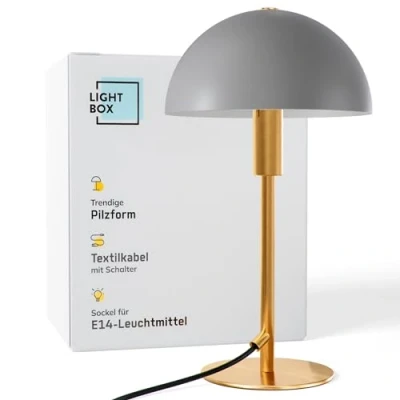 Immagine di Lightbox lampada da tavolo a fungo 36 cm di altezza, Ø 20 con interruttore bilanciere LED glamour come comodino per la camera letto E14 in