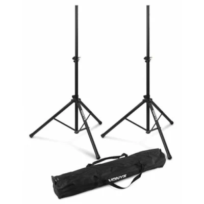 Immagine di Vonyx LS01K Kit di due piedi altoparlanti con borsa da trasporto, supporto regolabile 100 175 cm, sistema bloccaggio sicurezza, carico massimo per piede: 30 kg