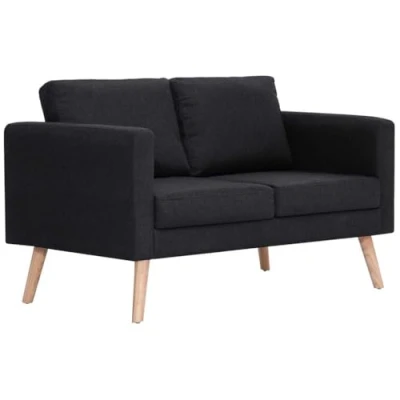 Immagine di vidaXL Divano a 2 Posti Elegante Comodo Sofa Doppio per Casa Ufficio Poltrona da Due Persone Arredo Salotto Arredamento in Tessuto Nero