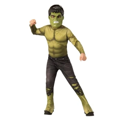 Immagine di Costume classico ufficiale Hulk Avengers Endgame di Rubie&#039;s, taglia L, per bambini, 8 10 anni, altezza 147 cm