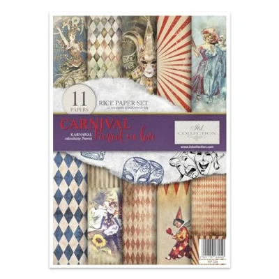 Immagine di ITD Collection Carta di Riso, Multicolore (Carnival Pierrot in Love), 29.7 x 21 cm