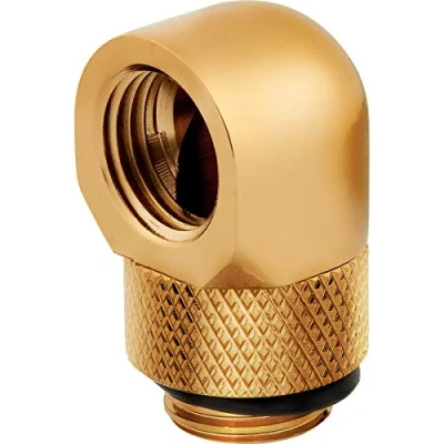 Immagine di Corsair Hydro X Series Adattatore Rotante a 90 gradi, Confezione Doppia (Filettatura G1/4 BSPP, Durata in Ottone Massiccio, Meccanismo di Rotazione Sicuro, Ottimizzato Per Portate Elevate) Oro