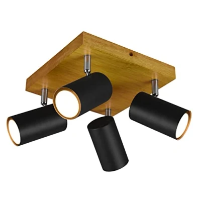 Immagine di Trio Leuchten 812400432 Lampada da Soffitto in Metallo, Gu10, Nero
