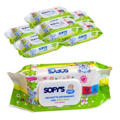 Immagine di DETERMONDO 432 Salviette Neonato Formula Idratante con Aloe Vera Profumate Senza Alcool Salviettine Detergenti Ipoallergeniche Divise in 6 Confezioni da 72