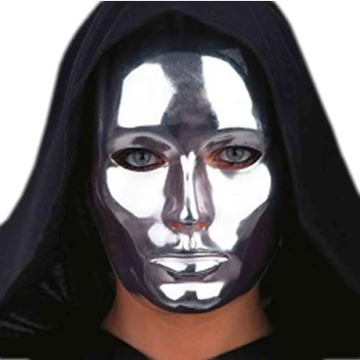 Immagine di Maschera viso medio teatrale in plastica color ARGENTO