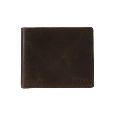 Immagine di Fossil Derrick Set di portafogli in pelle o poliestere per uomo, 11.5 cm L x 2 W 9 H, Marrone mandorla